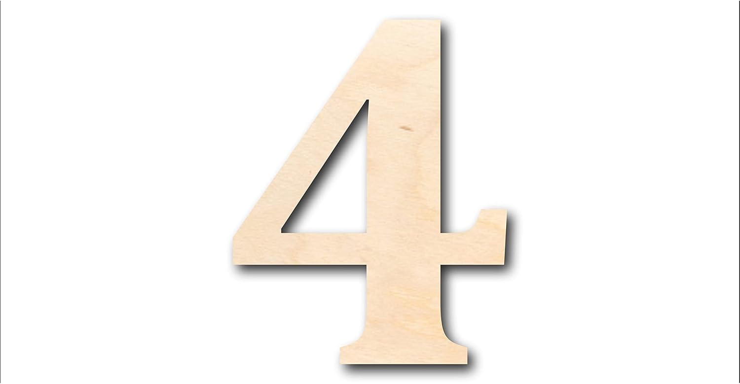 Unfinished Wood Cambria Number 4 Shape Craft up to 46" DIY 46" / 3/4"