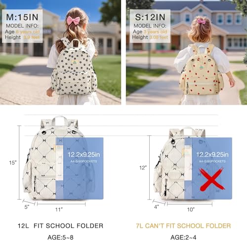 Image of STEAMEDBUN Corduroy Toddler Backpack for Girls 2-4: Kids backpack for Boys Girls - 12 inch Preschool Kindergarten Backpacks - Bow