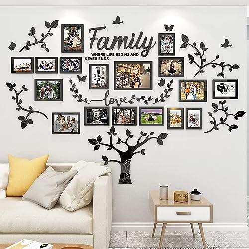 Family Tree Photo Frame Stickers for Wall DIY 3D Tree Wall Stickers Living Room Tree Wall Sticker Tree of Life Wall Art for Living Room Wall Decorations for Bedrooms (207x146cm - Image 2