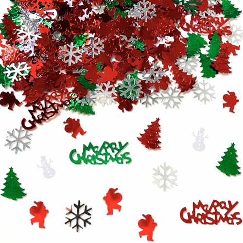 SHILUNIDP Christmas Confetti Snowflake Confetti Christmas Tree Snowman Santa Claus Shape Table Scatters Confetti for Christmas Decorations Merry Christmas Confetti Party Sets
