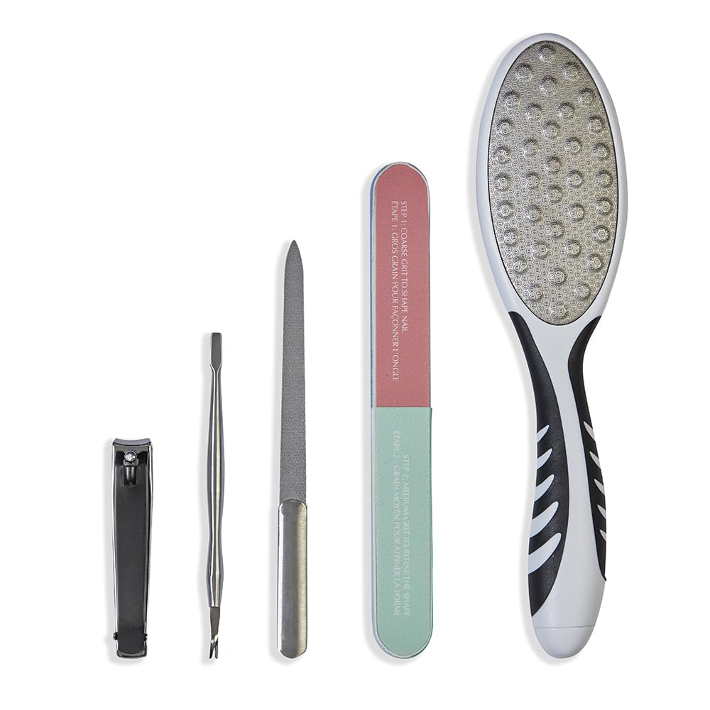 DISPA Spa Essentials Pedicure Combo - Stainless Steel Cuticle Cutter with Pusher, Nail Filer, Nail Cutter, Nail Buffer & Foot Filer - Precision Tools for Personal Grooming - COMBO-9 (FOOT CPNU)-image-20