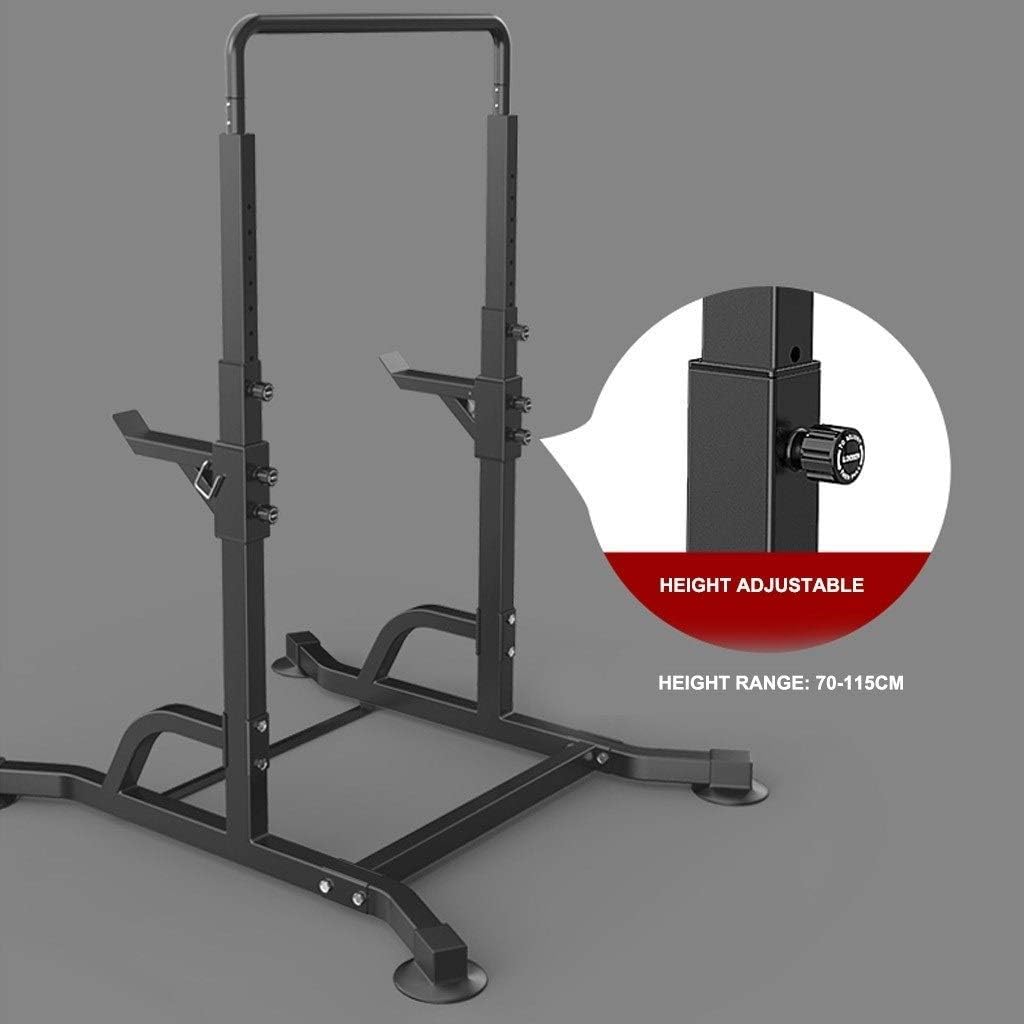 Free-Weight Racks Multifunctional Squat Rack Barbell Rack Indoor Horizontal Bar Pull-up Equipment Bench Press Rack Indoor Fitness Equipment ，Black-130x120x(140