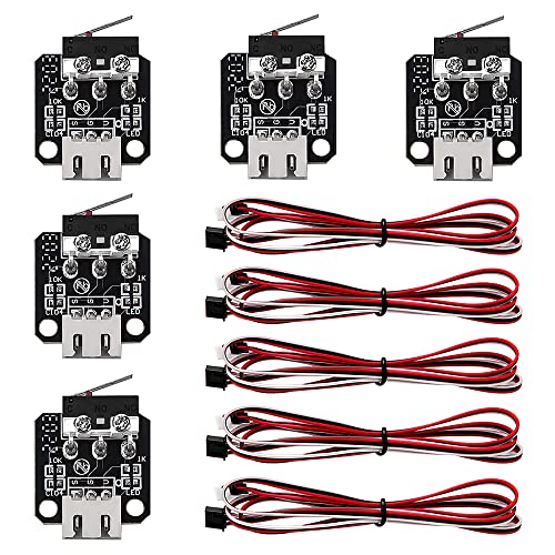 VooGenzek 5 Pezzi Finecorsa Stampante 3D Finecorsa, Parti Stampante 3D Finecorsa Finecorsa Meccanico Modulo, con 3 Pin Cavo 1m, Compatibile con Ender 3/5/pro/V2 CR-10 S4 S5 Series