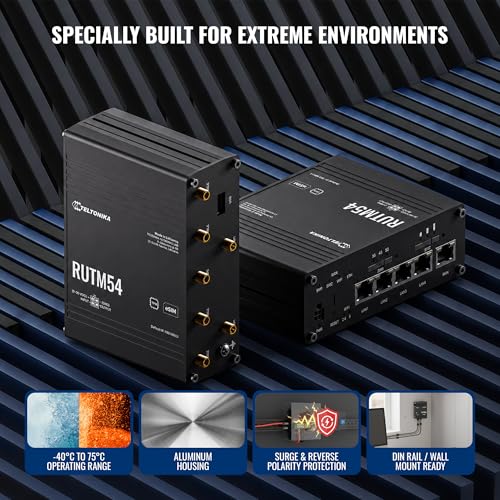 Image of Teltonika RUTM54 5G Router | Dual SIM & eSIM, Industrial Cellular Gateway with Auto Failover, Load Balancing, 5X Gigabit Ethernet, Secure VPN Router for Business & Remote Connectivity