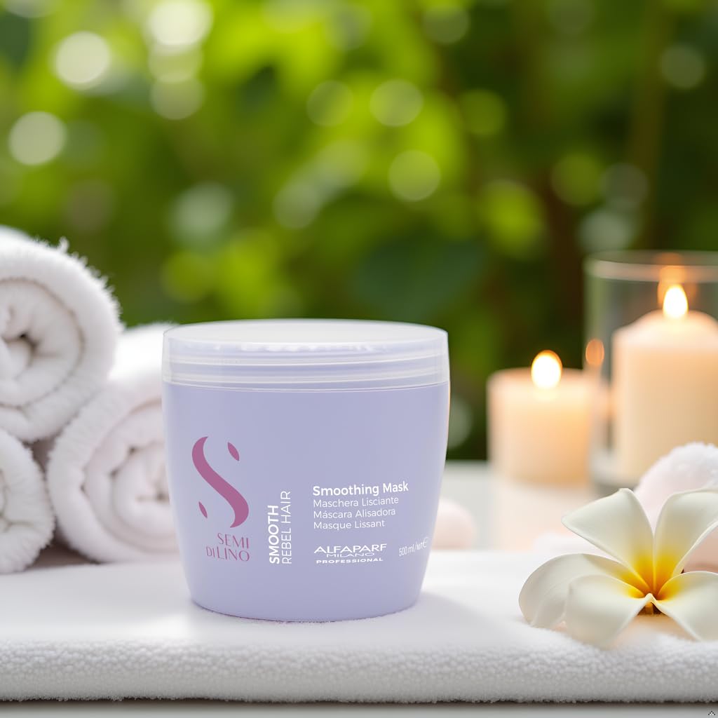 Alfaparf Milano Semi Di Lino Smooth Mask for Frizzy and Rebel Hair - Intensive Detangling Hair Treatment - Controls Frizz - Straightens and Hydrates Unruly Hair