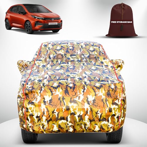 Image of Walser Waterproof Car Cover for Tata Altroz | All-Weather Full Car Body Protection | with Mirror & Antenna Pocket | Dustproof, Windproof & Anti-Scratch Lining, Camouflage