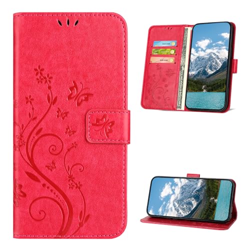 XINQCASE Cover per Huawei P Smart 2019, Custodia a Portafoglio in Pelle PU [Slot per Schede], Cover a Libro Flip Caso Custodia per Huawei P Smart 2019, Rosso