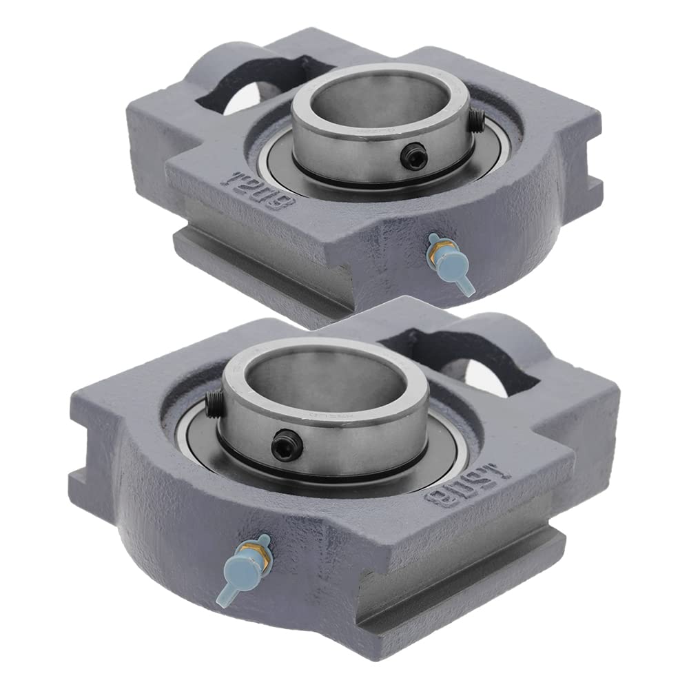 [2-Pack] UCT209-27 - Take-Up Housing Ball Bearing Unit, Insert Bearing UC209-27, Cast Iron Housing T209, Bore Shaft 1.687 in (42.86 mm), Set Screw Locking, 5.669 in (144 mm) Length Total