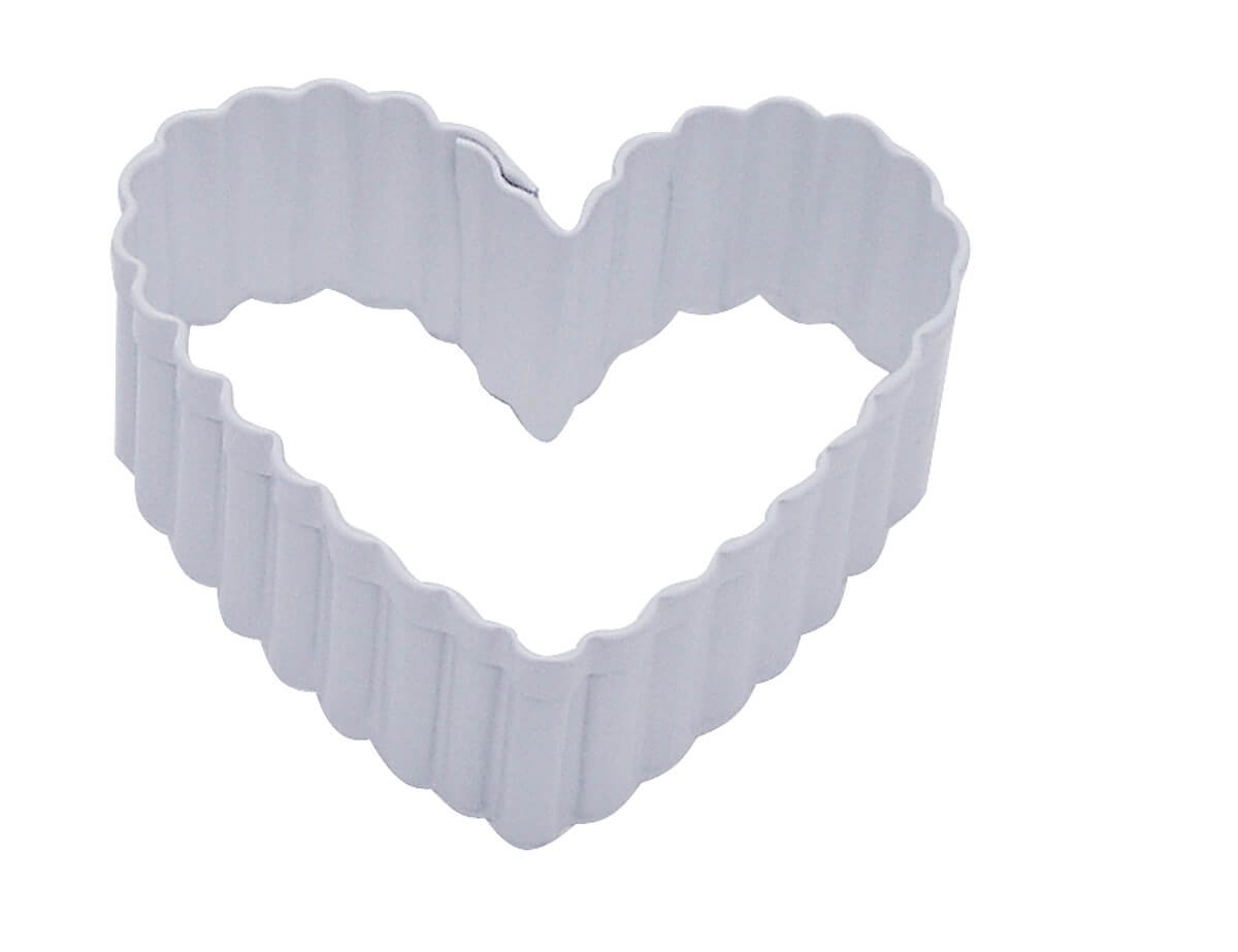 Creative Party K1144/W Cortador de Galletas con Revestimiento de poliresina con corazón Estriado, Color Blanco, 1 Unidad, Acero