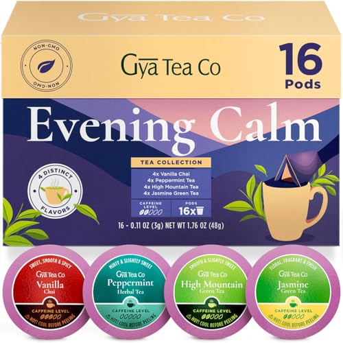 Gya Tea Co Evening Calm Tea Pod Collection Gift Set (16 Count) - Different Flavors Assorted Variety Pack