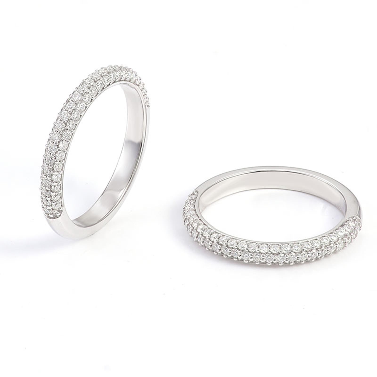 Ring Frauen, Freundschaftsringe Dünn mit Luxuriösem Moissanit, Stapelbar Mutter Tochter Geschenk