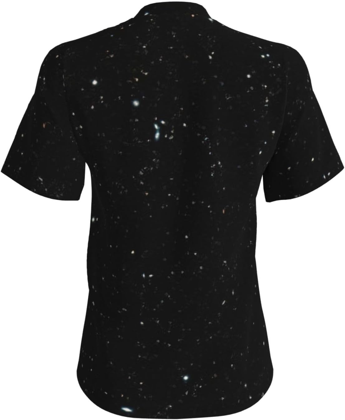 Women Casual Black Glitter Print V-Neck T-Shirt Short Sleeve Summer Trendy Tops.