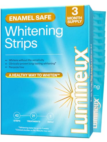 Lumineux Teeth Whitening Strips, Peroxide Free, 21 Treatments (3 Months)