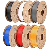 Comgrow 6KG PLA 3D Printer Filament, 3D Printer PLA Filament 1.75mm, Dimensional Accuracy +/- 0.02 mm, 1KG Spool PLA Black White Grey Red Blue Orange