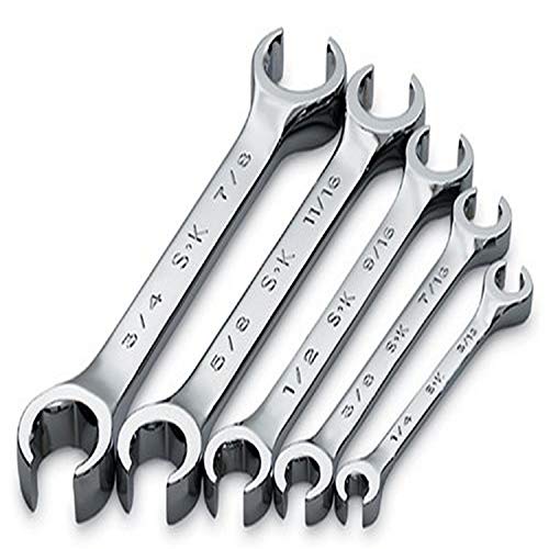 SK Tools USA 6 Piece Flare Nut Wrench Set, 6 Point, SuperKrome®, 1/4