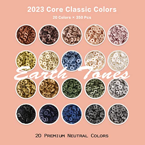 Clay Beads 7200 Pcs Bracelet Making Kit, 20 Neutral Colors 6Mm Flat Polymer Kit For Bracelets Jewelry Making, Disc Heishi Set With Letter Diy Craft Gift Adults Girls Kids #TOP1
