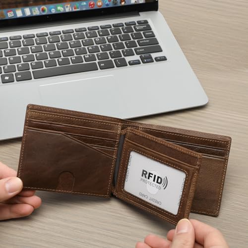 Airtag Wallet Smart Slim Leather Bifold Wallets For Men Small Card Holder Rfid Blocking (Air Tag Not Included)2