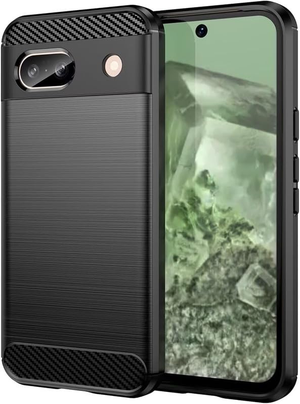 Image of NPRC Hybrid Ultra Slim Protective Case TPU Non-Slip Carbon Fiber Texture Shockproof Case Cover for Google Pixel 8A - Black