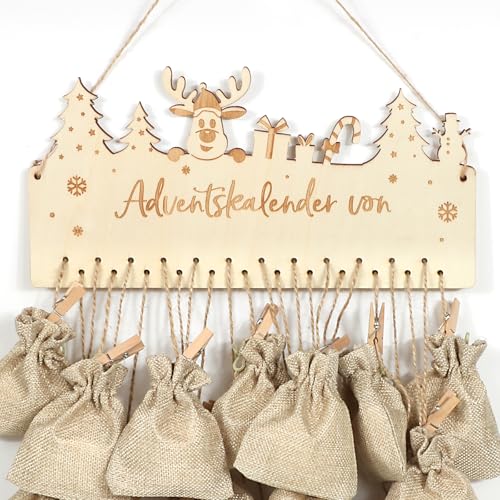 BOFUNX Adventskalender aus Holz, Holzschild personalisiert DIY Name,...