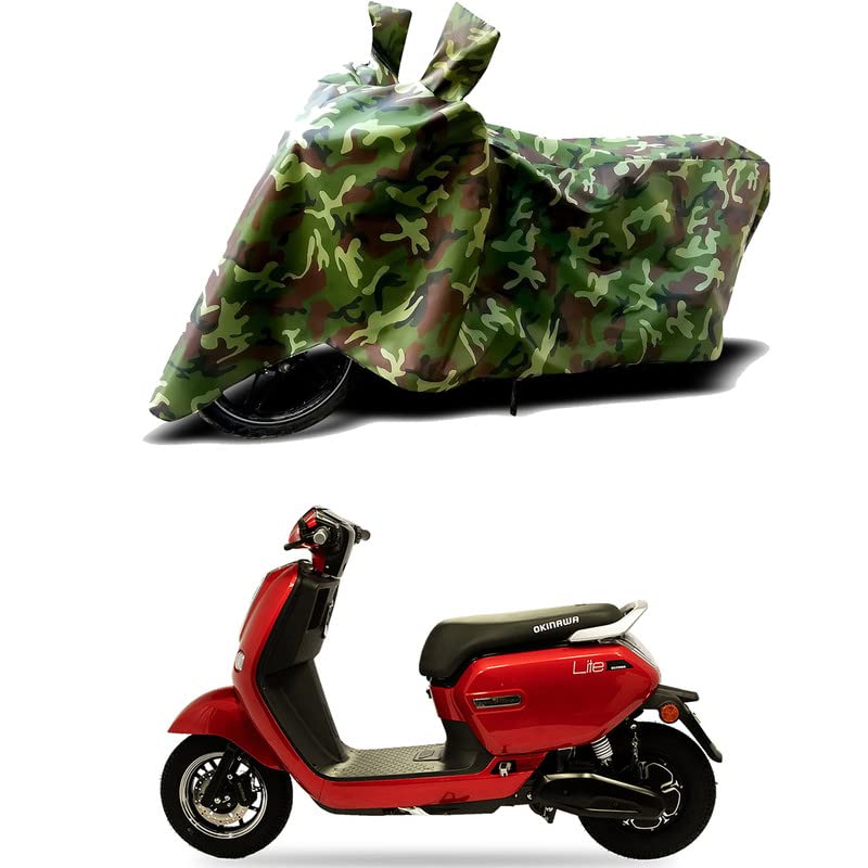 Image of 100% Water Resistant Full Bike Scooty Two Wheeler Body Cover Compatible for Okinawa Lite STD /UV-Rays /Heat Protection /Birds Dropping /Scratchproof /Dust Proof /Waterproof /All Varient[Green MJ]