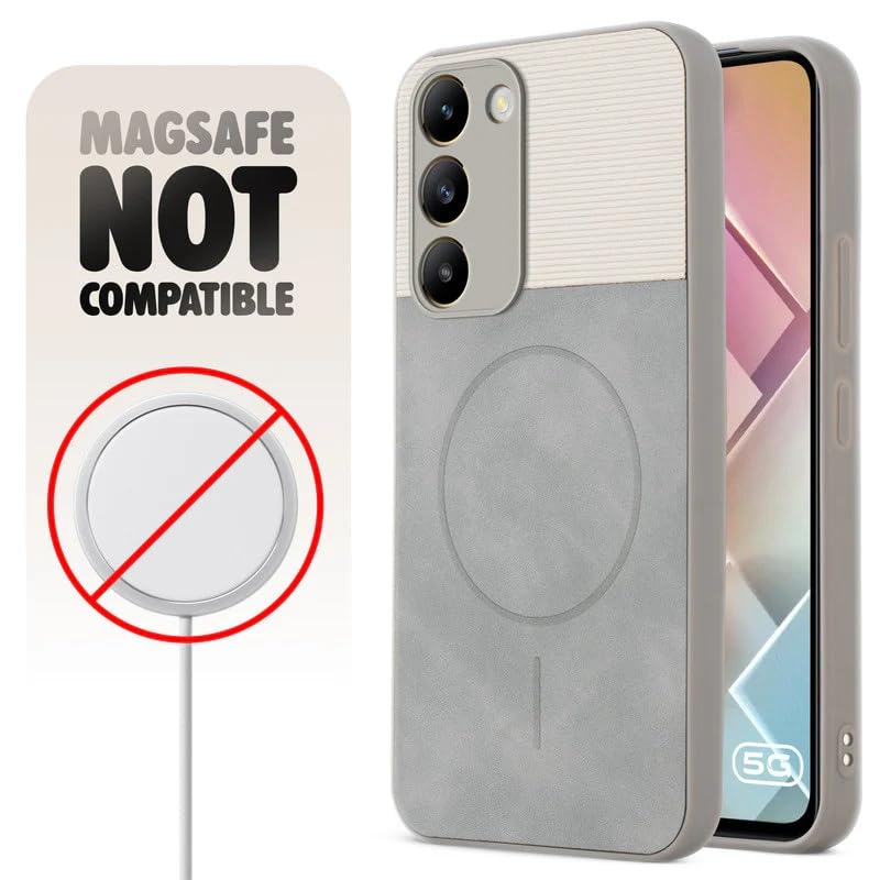 Image of Bintage Mac Safe Design Hard Slim Back Case | Soft Border Camera Protect | Dual PU Leather Finish Back Cover Compatible for Samsung M31 Prime 4G - White & Grey