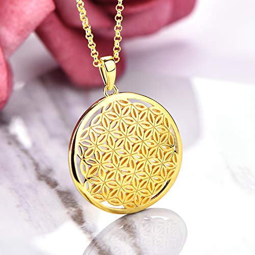 JO WISDOM Flower of Life Necklace,925 Sterling Silver Family Coin Pendant Necklace2