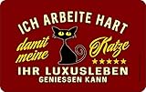 Größe 23.5 cm x 14.5 cm RAHMENLOS Original Schneidbrettchen: Ich arbeite hart für das Luxusleben meiner Katze