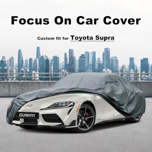Image of GUNHYI Premium Car Cover Custom Fit Toyota Supra(2019-2026), 16 Layers Heavy Duty Car Cover Waterproof All Weather with Zipper Door for Sun Rain Snow Dust Uv Protection