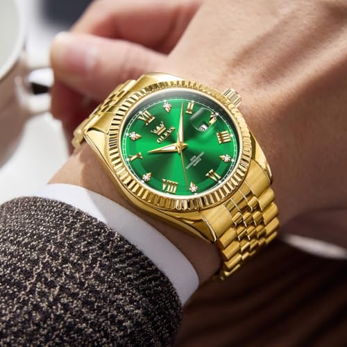 Image of OLEVS Watch for Men Stainless Steel Quartz Business Dress Diamond Large Dial Waterproof Mens Watches with Date Wrist Watch