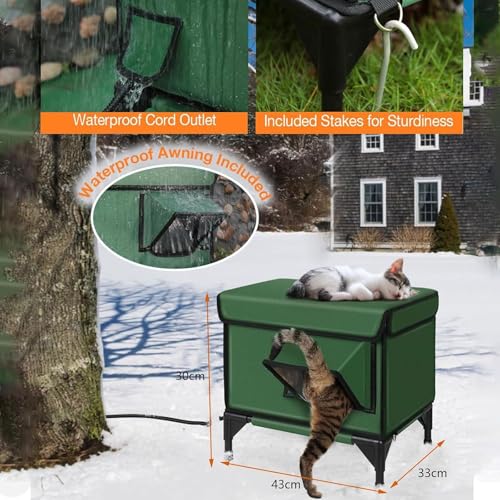 Cuccia isolante per gatti – Design impermeabile con porta trasparente – Cuccia riscaldata per gatti selvatici – estremamente isolante e durevole