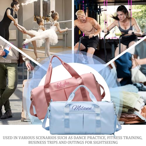 Personalized Large Duffel Bag with Embroidered Name Custom Sport Gym Bags for Women & Men Personalized Travel Duffel Bag with Wet Dry Pockets & Shoe (Style 3)3