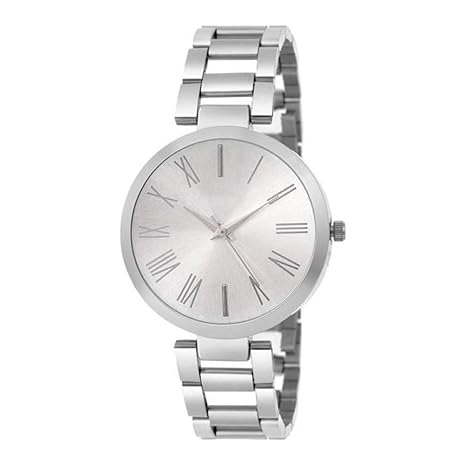 Silago New Crystal Silver Dial Stainless Steel Chain Belt Watch for Girls & Women Watch - for Women