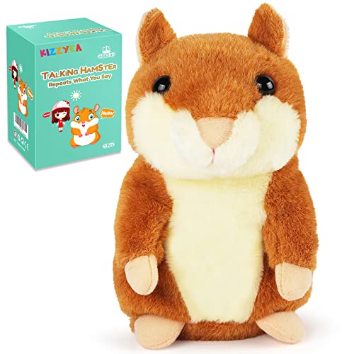KIZZYEA Talking Hamster - Repeats What You Say Talking Hamsters - Interactive Stuffed Plush Animal Talking Toy, Early Educational Toy, Fun Gift for Toddlers 1 2 3 Years Old, Boys & Girls