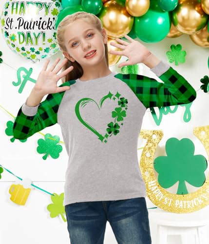 Image of Remimi Girls Thanksgiving Shirts Buffalo Plaid Raglan Tee Cute Turkey Holiday Party Long Sleeve Tshirt 5-14 Years