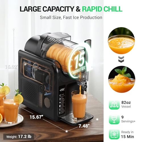 Image of WETIE Slushie Machine, 82oz Slushy Maker with Adjustable Temperature, LED Display, Auto-Clean, 5-in-1 Frozen Drink Maker for Ice Cream, Frappes, Milkshake, Frozen Margaritas, 24H Running for Home