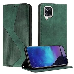 Fatcatparadise Kompatibel mit Samsung Galaxy A22 4G/M32 4G Hülle, Handyhülle für Samsung A22 4G/M32 4G, PU Leder Flip Klappbare Wallet Magnet Case Handytasche Klapphülle Schutzhülle Hülle (Grün)