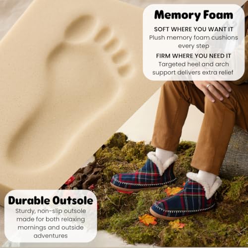 Image of Dearfoams Men's Memory Foam Indoor House Slippers Brixen Ankle Boot House Shoes - Gifts for Men