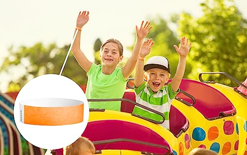 Wristco Neon Orange Tyvek Wristbands For Events - 500 Count ¾” X 10” - Waterproof Recyclable Comfortable Tear Resistant Paper Bracelets Wrist Bands For Concerts Festivals Admission Party Tours #TOP1