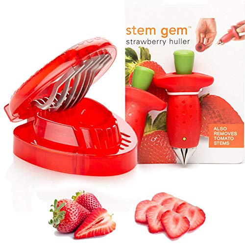 Strawberry Fruit Slicer Set Berry Stem Leaves Huller Gem Remover Removal Fruit Peeling Tool Kitchen Accessories Corer Strawberry Tomatoes and Stem Tool 2PCS