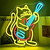 Wanxing LED Neon Sign for Wall Decor, Guitar Cat, USB Powered Dimmable, 5V/2A, 16.1'x12.5' for Home, Party, Gift, Office, Bedroom, Cat Lover, Guitar Lover