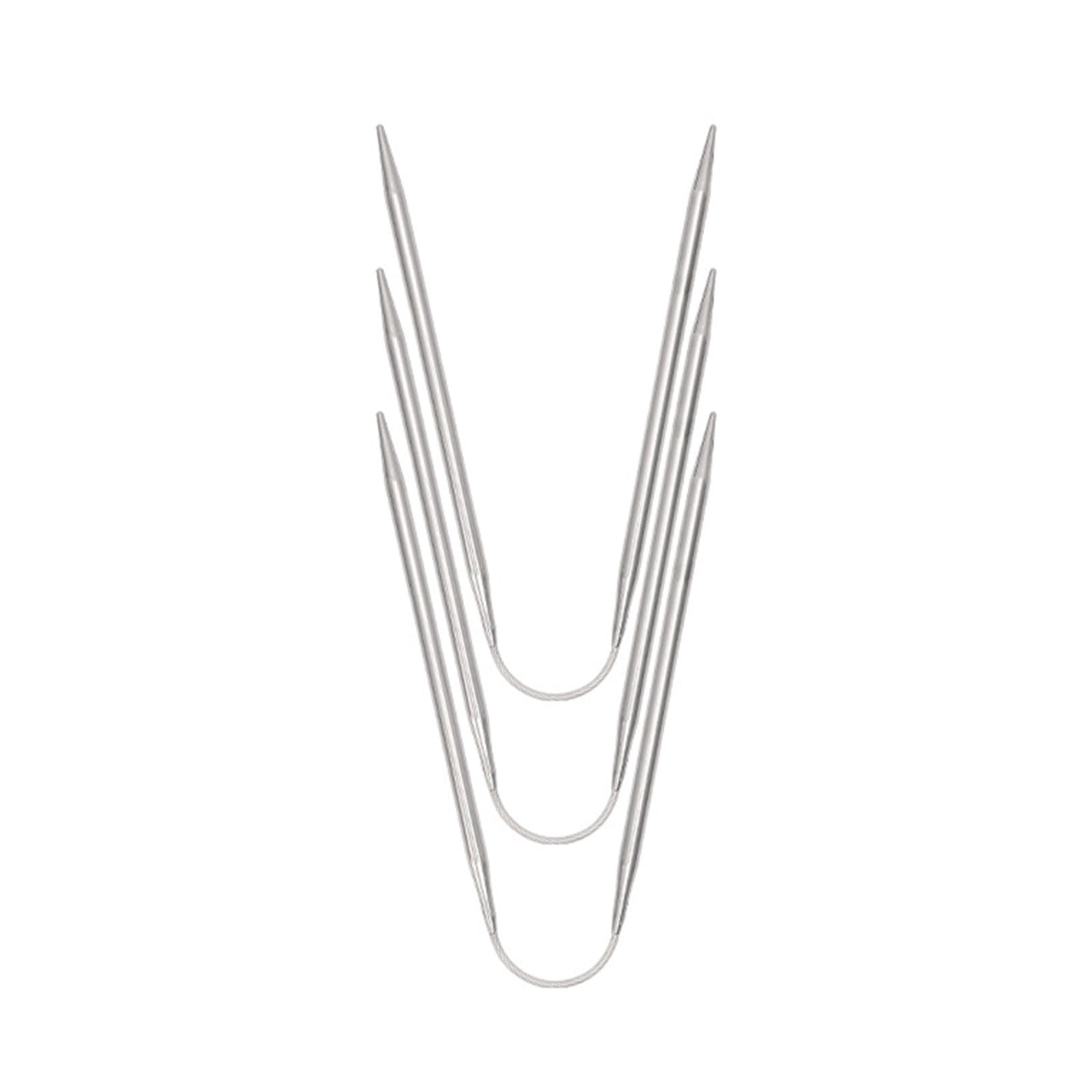 3PCS Stainless Steel Circular Knitting Needle with Wire for Blanket Crochet Knitting Needle for Weaving Stainless Steel Set