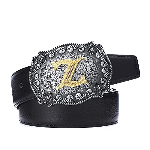 Image of HUABOLA CALYN Belt Buckle Men, Western Cowboy Rodeo Small Alphabet Letter ABCDMRJ to Z Initial Belt Buckles for Women
