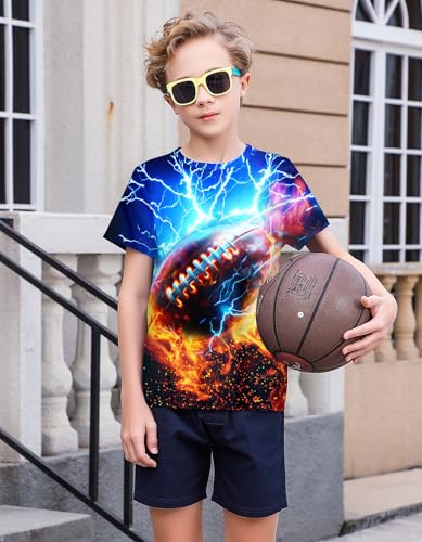 Image of 3D Graphic Short Sleeve Shirts Boys Girls Cool T-Shirt Unisex Novelty Tees for 7-12 Years Teens