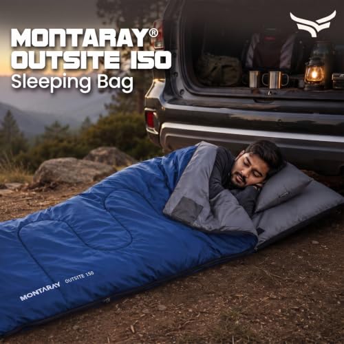 Image of Montaray by Xtrim Outsite 150 Camping Sleeping Bag with Pillow, 150 GSM