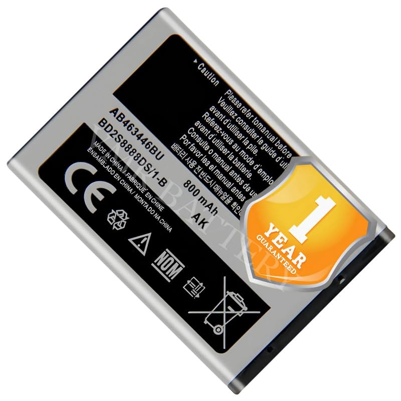 Image of Original AB463446BN Battery Compatible for Samsung Guru X200 GT-E1200Y C512 X208 1258 1250 S3030 E3100 S5150 X210 X160 S208 F519 - (800mAh) - 1 Year Warranty K7