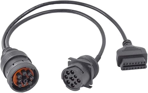 Ocstar J1939 a OBD2 Cable adaptador de 9 pines Y Cable negro SAE J1939 tipo 1 Cable de extensión macho a hembra a 16 pines OBD2 Cable de diagnóstico