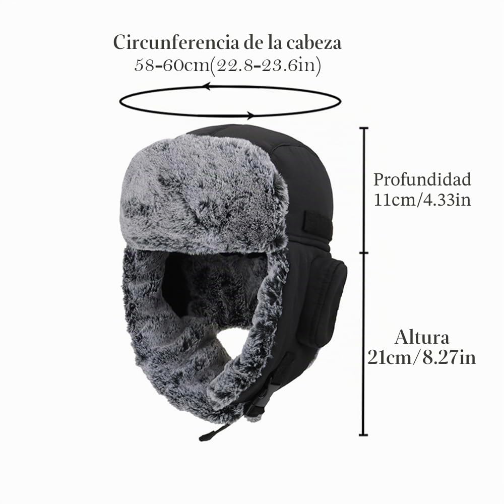 Ruso Trampero Trapper Hat Mujere Hombre Chicas Orejas Gorra Bombardero Sombrero cálido frío máscara a Prueba de Viento Ears Bomber Ushanka Russian