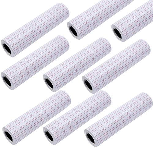 Mose Cafolo 100 Rolls 50000 White Red Line Tags Labels Refill MX-5500 Gun Markdown Price Stickers for Mx-5500, M5500, HG979