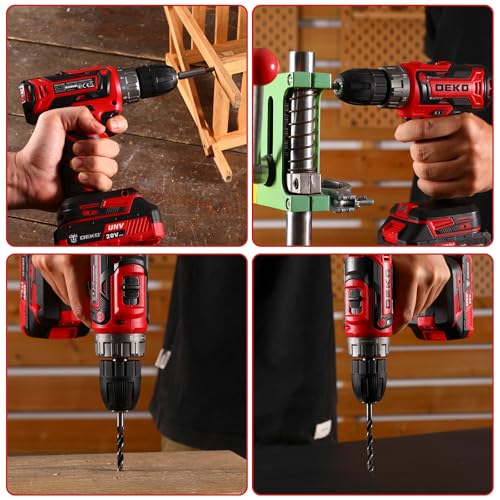 Power Drill Cordless: DEKO PRO Cordless Drill 20V Electric Power Drills Set Tool for Women with Battery and Charger 20 Volt Drills Driver Kit Red thumbnail 8