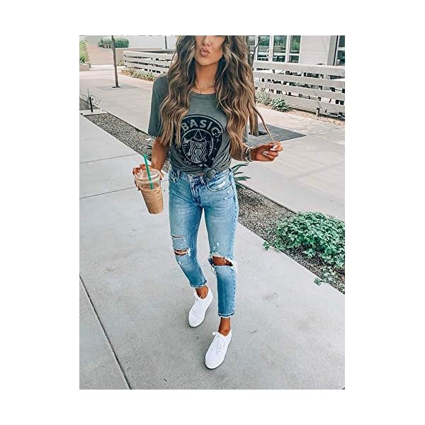 OUNAR-Halloween-Shirt-for-Women-Funny-Graphic-Basic-Witch-Tops-Fall-Hocus-Tee OUNAR Basic Witch Coffee T Shirts for Women Halloween Graphic Letter Print Shirt with Funny Sayings Casual Tee Tops